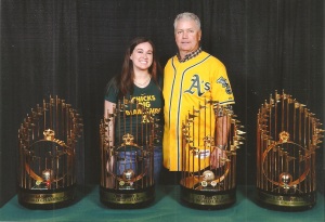 Me with Curt Young and the World Series Trophies