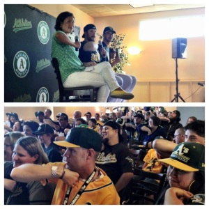 From the A's Twitter page: the crowd Doolittling.  You can see part of my head in the photo