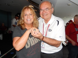 My mom and Ken Kendrick with his 2001 World Series ring